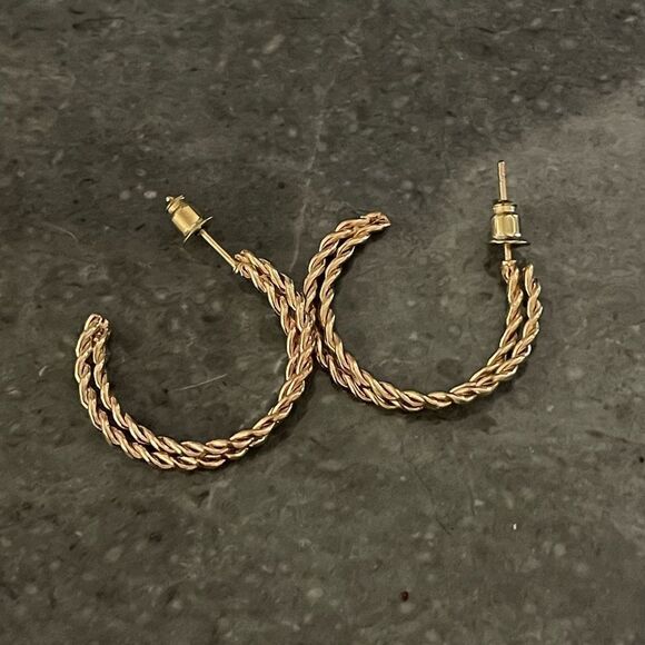 Gold Twisted Hoop Earrings - Picture 1 of 3